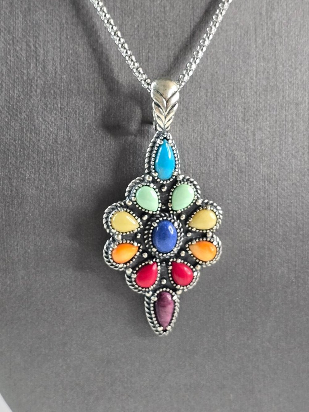 Womens Sterling Silver Carolyn Pollack Relios Pendant Necklace 16.7g #E1987